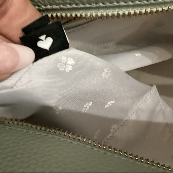 Kate Spade NWT sea foam green pebbled leather tote with bow tie tassel on front - Picture 9 of 15